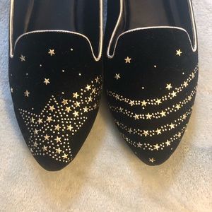 C Wonder Cassandra Black & Gold Star Loafers 10W